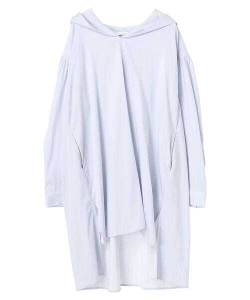 AMERICAN HOLIC(アメリカンホリック)の「フード付きシャツチュニック(Tシャツ/カットソー・レディース・サックスブルー/オフホワイト・FREE)」の5枚目の写真