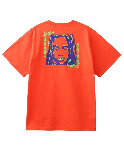 X-girl（エックスガール）の「SQUARE FRAME FACE S/S TEE（T