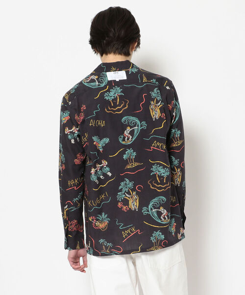 amok（アモク）の「amok /アモク/別注アロハ ロングスリーブシャツ（シャツ/ブラウス・メンズ・パープル/イエロー/ブラック・LARGE）」の4枚目の写真