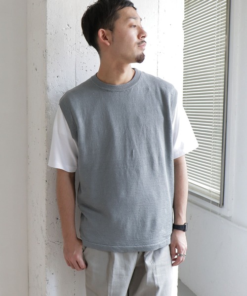 URBAN RESEARCH DOORS（アーバンリサーチドアーズ）の「リネンニットベスト∴（ベスト・メンズ・ベージュ/ブルー系その他・40/38）」の2枚目の写真