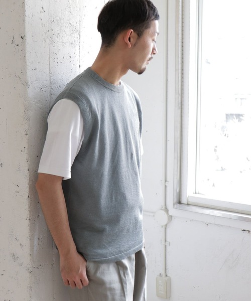 URBAN RESEARCH DOORS（アーバンリサーチドアーズ）の「リネンニットベスト∴（ベスト・メンズ・ベージュ/ブルー系その他・40/38）」の7枚目の写真