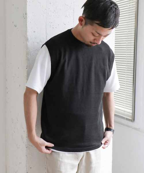 URBAN RESEARCH DOORS（アーバンリサーチドアーズ）の「リネンニットベスト∴（ベスト・メンズ・ベージュ/ブルー系その他・40/38）」の9枚目の写真