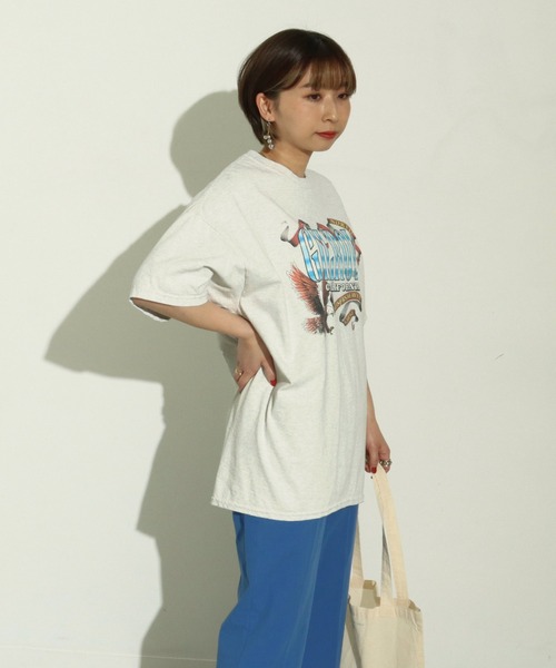 Factor=(ファクターイコール)の「GILROYイーグルプリントビッグTシャツ(Tシャツ/カットソー・レディース・ブラック/オフホワイト/ブルー・FREE)」の12枚目の写真