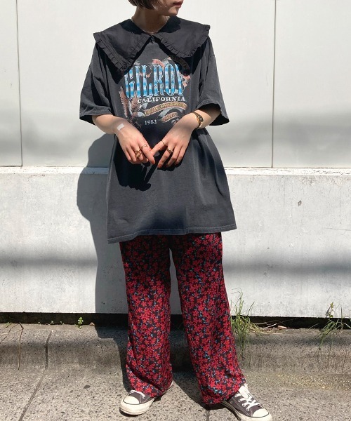 Factor=(ファクターイコール)の「GILROYイーグルプリントビッグTシャツ(Tシャツ/カットソー・レディース・ブラック/オフホワイト/ブルー・FREE)」の4枚目の写真