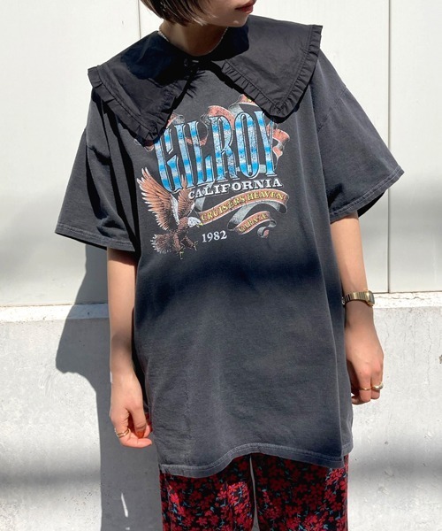 Factor=(ファクターイコール)の「GILROYイーグルプリントビッグTシャツ(Tシャツ/カットソー・レディース・ブラック/オフホワイト/ブルー・FREE)」の16枚目の写真