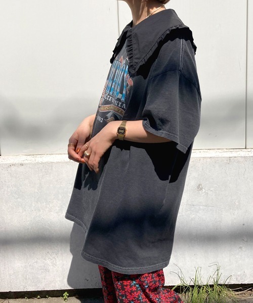 Factor=(ファクターイコール)の「GILROYイーグルプリントビッグTシャツ(Tシャツ/カットソー・レディース・ブラック/オフホワイト/ブルー・FREE)」の5枚目の写真