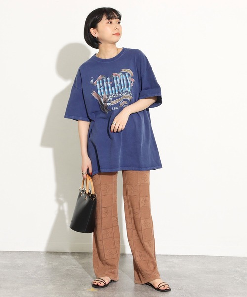 Factor=(ファクターイコール)の「GILROYイーグルプリントビッグTシャツ(Tシャツ/カットソー・レディース・ブラック/オフホワイト/ブルー・FREE)」の17枚目の写真