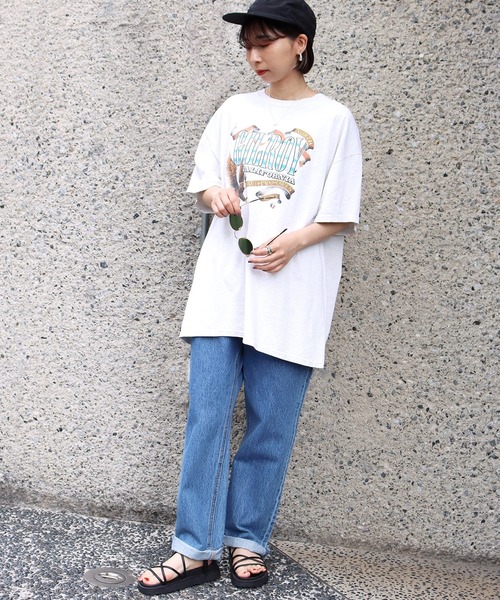 Factor=(ファクターイコール)の「GILROYイーグルプリントビッグTシャツ(Tシャツ/カットソー・レディース・ブラック/オフホワイト/ブルー・FREE)」の21枚目の写真