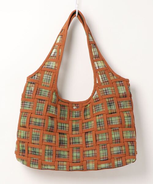 PROTCOL(プロトコル)の「【PROTCOL】メッシュチェックバッグ(トートバッグ・レディース・グリーン/パープル・FREE)」の4枚目の写真