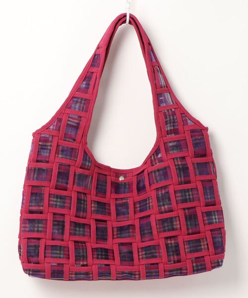 PROTCOL(プロトコル)の「【PROTCOL】メッシュチェックバッグ(トートバッグ・レディース・グリーン/パープル・FREE)」の10枚目の写真