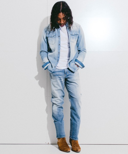 n(n) BY NUMBER (N)INE（エヌエヌバイナンバーナイン）の「TAPERED STRETCH DENIM JEANS(HARD WASH)（デニムパンツ・メンズ・ブルー・4/3/2）」の3枚目の写真