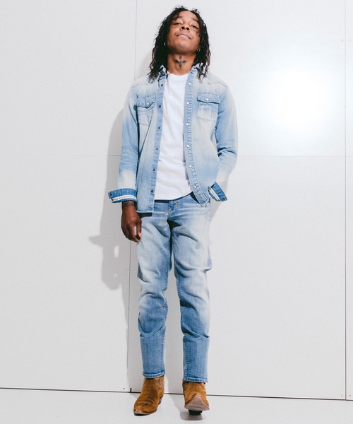 n(n) BY NUMBER (N)INE（エヌエヌバイナンバーナイン）の「TAPERED STRETCH DENIM JEANS(HARD WASH)（デニムパンツ・メンズ・ブルー・4/3/2）」の2枚目の写真