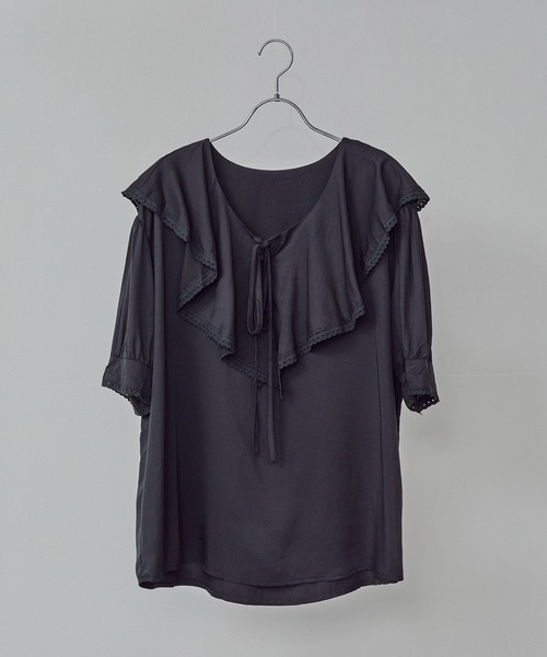 toucher du brise（トゥシェドブリーズ）の「軽やか綺麗見え　5分袖フリルカラーブラウス　WEARIST【さくら】コラボ別注カラー（シャツ/ブラウス・レディース・ホワイト/ブラック/ベージュ・M）」の14枚目の写真