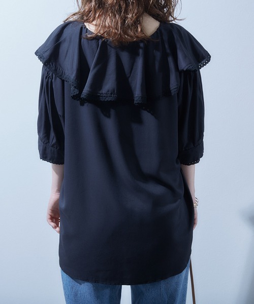 toucher du brise（トゥシェドブリーズ）の「軽やか綺麗見え　5分袖フリルカラーブラウス　WEARIST【さくら】コラボ別注カラー（シャツ/ブラウス・レディース・ホワイト/ブラック/ベージュ・M）」の19枚目の写真