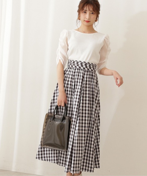 PROPORTION BODY DRESSING（プロポーションボディドレッシング）の「ギャザーロングスカート / 1211120904（スカート・レディース・ブラック系その他/ホワイト/ネイビー・SMALL/MEDIUM）」の4枚目の写真