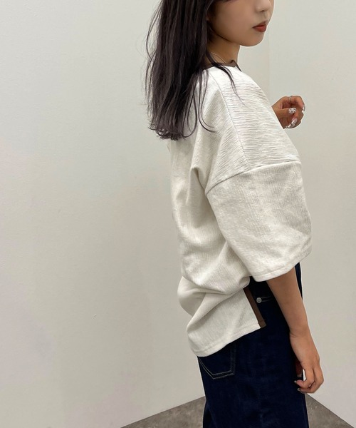 apres jour mignon(アプレジュールミニョン)の「楊柳カットキーネックトップス 【ZOZOTOWN限定アイテム】(Tシャツ/カットソー・レディース・ホワイト系その他/アイボリー/カーキ/ブラック/ブルー・フリー/X-LARGE)」の9枚目の写真
