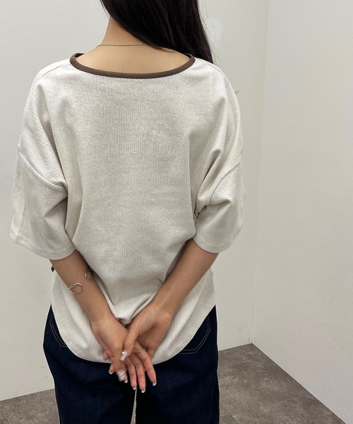 apres jour mignon(アプレジュールミニョン)の「楊柳カットキーネックトップス 【ZOZOTOWN限定アイテム】(Tシャツ/カットソー・レディース・ホワイト系その他/アイボリー/カーキ/ブラック/ブルー・フリー/X-LARGE)」の10枚目の写真