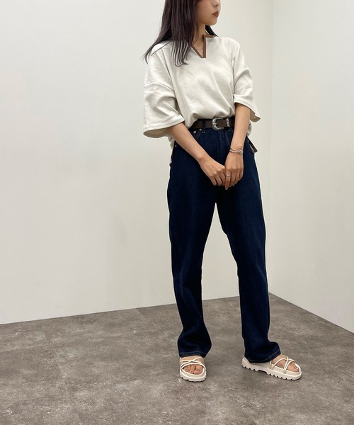 apres jour mignon(アプレジュールミニョン)の「楊柳カットキーネックトップス 【ZOZOTOWN限定アイテム】(Tシャツ/カットソー・レディース・ホワイト系その他/アイボリー/カーキ/ブラック/ブルー・フリー/X-LARGE)」の12枚目の写真