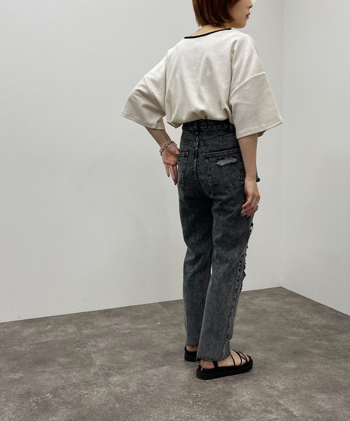 apres jour mignon(アプレジュールミニョン)の「楊柳カットキーネックトップス 【ZOZOTOWN限定アイテム】(Tシャツ/カットソー・レディース・ホワイト系その他/アイボリー/カーキ/ブラック/ブルー・フリー/X-LARGE)」の19枚目の写真