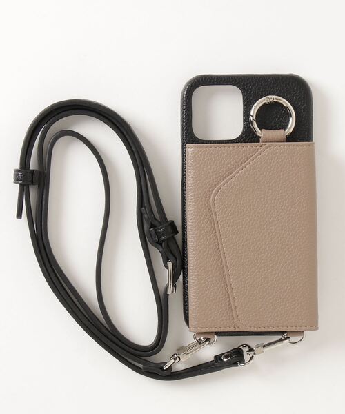 ensemble(皮革ブランド)(アンサンブル)の「ensemble/アンサンブル/PORTE バイカラー/ストラップ付き -iPhone 12Pro/12 対応モデル-(スマホケース/カバー・レディース・ブラック/ベージュ/ダークグレー・FREE)」の20枚目の写真
