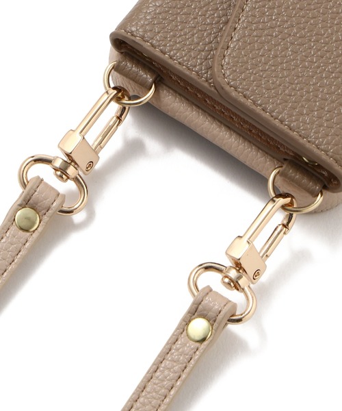 ensemble(皮革ブランド)(アンサンブル)の「ensemble/アンサンブル/PORTE バイカラー/ストラップ付き -iPhone 12Pro/12 対応モデル-(スマホケース/カバー・レディース・ブラック/ベージュ/ダークグレー・FREE)」の9枚目の写真