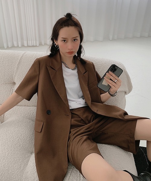 セール セットアップ対応 ベルトデザイン ハーフスリーブジャケット ハーフパンツ テーラードジャケット Kor ケーオーアール のファッション通販 Zozotown