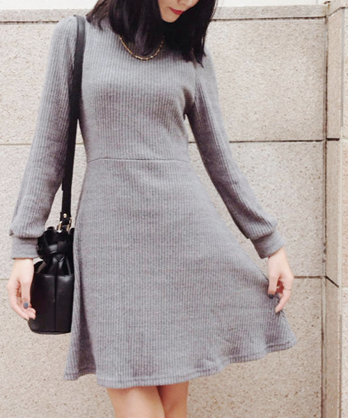 goocy(グーシー)の「リブH/NKnitOP(ワンピース・レディース・グレー/ブラック・FREE)」の4枚目の写真