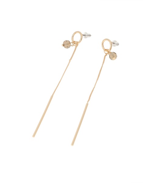 Edit Sheen（エディットシーン）の「ポイントクリスタルラインピアス（ピアス（両耳用）・レディース・オリーブ/ライトベージュ・FREE）」の3枚目の写真