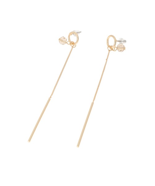 Edit Sheen（エディットシーン）の「ポイントクリスタルラインピアス（ピアス（両耳用）・レディース・オリーブ/ライトベージュ・FREE）」の6枚目の写真