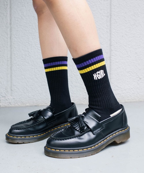 X-girl(エックスガール)の「LINE RIB SOCKS(ソックス/靴下・レディース・ホワイト/ブラック/グレー・ONE SIZE)」の3枚目の写真