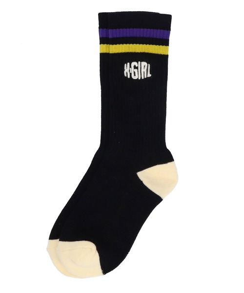 X-girl(エックスガール)の「LINE RIB SOCKS(ソックス/靴下・レディース・ホワイト/ブラック/グレー・ONE SIZE)」の5枚目の写真