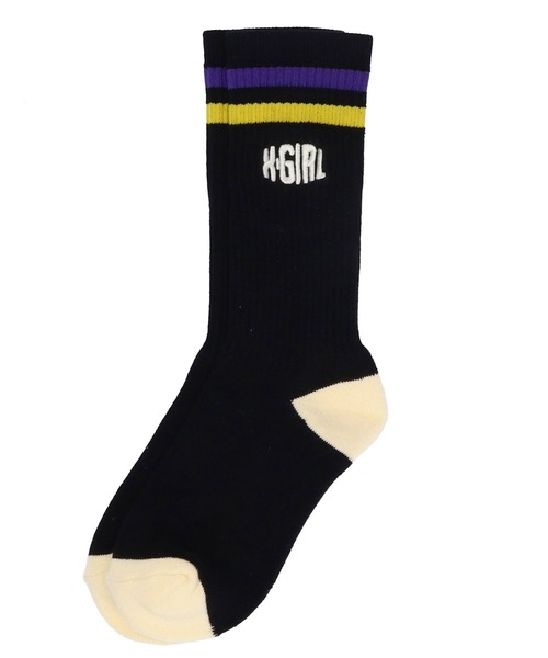 X-girl(エックスガール)の「LINE RIB SOCKS(ソックス/靴下・レディース・ホワイト/ブラック/グレー・ONE SIZE)」の6枚目の写真
