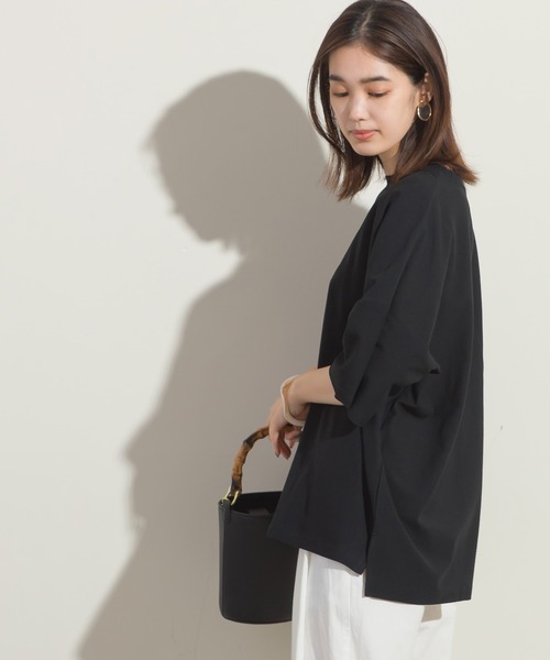 OMNES（オムネス）の「梨地ビッグボックス半袖Tシャツ（Tシャツ/カットソー・レディース・ホワイト/ブラック/グリーン系その他/サーモンピンク・FREE）」の11枚目の写真