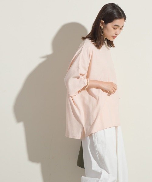 OMNES（オムネス）の「梨地ビッグボックス半袖Tシャツ（Tシャツ/カットソー・レディース・ホワイト/ブラック/グリーン系その他/サーモンピンク・FREE）」の22枚目の写真