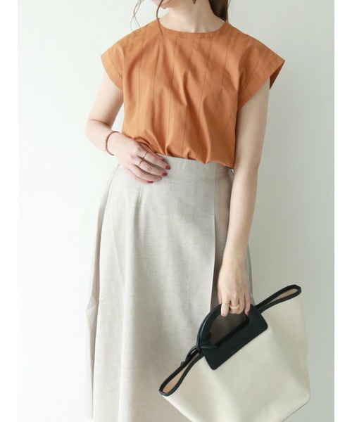 Te chichi(テチチ)の「マルチストライプフレンチスリーブブラウス(シャツ/ブラウス・レディース・ダークオレンジ/ベージュ・フリ-)」の1枚目の写真