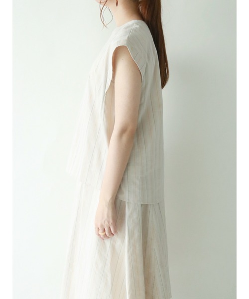 Te chichi(テチチ)の「マルチストライプフレンチスリーブブラウス(シャツ/ブラウス・レディース・ダークオレンジ/ベージュ・フリ-)」の5枚目の写真