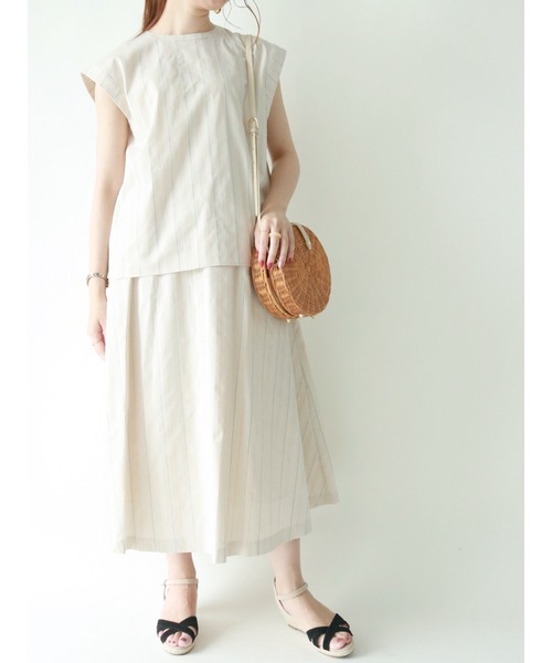 Te chichi(テチチ)の「マルチストライプフレンチスリーブブラウス(シャツ/ブラウス・レディース・ダークオレンジ/ベージュ・フリ-)」の7枚目の写真