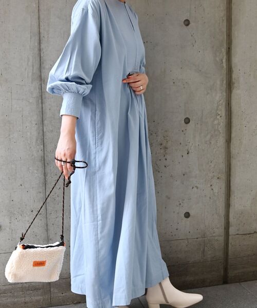 SHIPS any(シップス エニィ)の「SHIPS any:〈ウォッシャブル〉ステッチ ヨーク ワンピース◇(ワンピース・レディース・ホワイト/ライトブルー/ネイビー・ONE SIZE)」の8枚目の写真