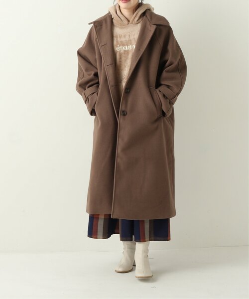RAY CASSIN（レイカズン）の「フェイクウールステンカラーコート（ステンカラーコート・レディース・ライトグレー/キナリ/ブラウン・FREE）」の4枚目の写真