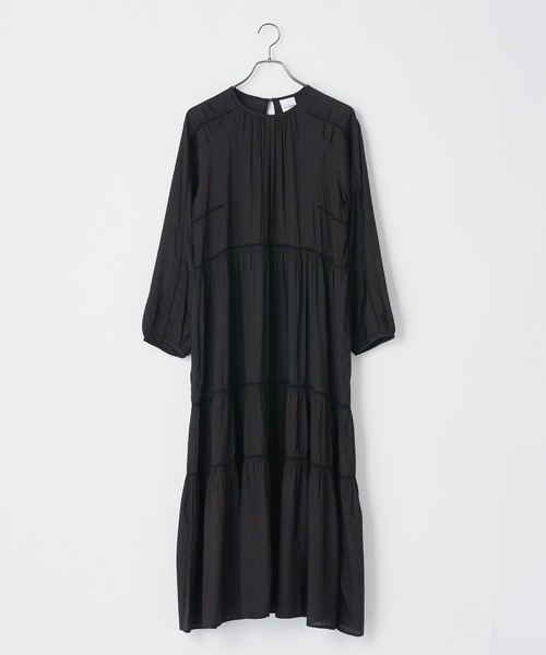 CIAOPANIC（チャオパニック）の「■レーヨンシャンタンティアードワンピース（ワンピース・レディース・ブラック/ブラウン・FREE）」の2枚目の写真