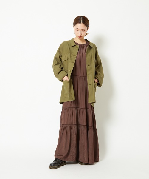 CIAOPANIC（チャオパニック）の「■レーヨンシャンタンティアードワンピース（ワンピース・レディース・ブラック/ブラウン・FREE）」の3枚目の写真