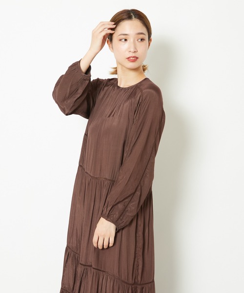 CIAOPANIC（チャオパニック）の「■レーヨンシャンタンティアードワンピース（ワンピース・レディース・ブラック/ブラウン・FREE）」の8枚目の写真