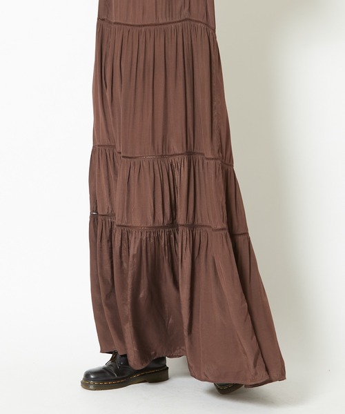 CIAOPANIC（チャオパニック）の「■レーヨンシャンタンティアードワンピース（ワンピース・レディース・ブラック/ブラウン・FREE）」の7枚目の写真