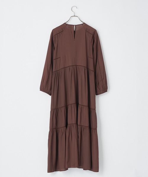 CIAOPANIC（チャオパニック）の「■レーヨンシャンタンティアードワンピース（ワンピース・レディース・ブラック/ブラウン・FREE）」の13枚目の写真