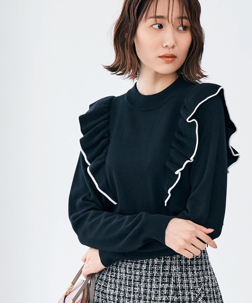 ROPE' PICNIC（ロペピクニック）の「肩フリルニットプルオーバー（ニット/セーター・レディース・ブラック/ベージュ/グレー系その他/オフホワイト/ピンク系その他2/ネイビー・38）」の3枚目の写真