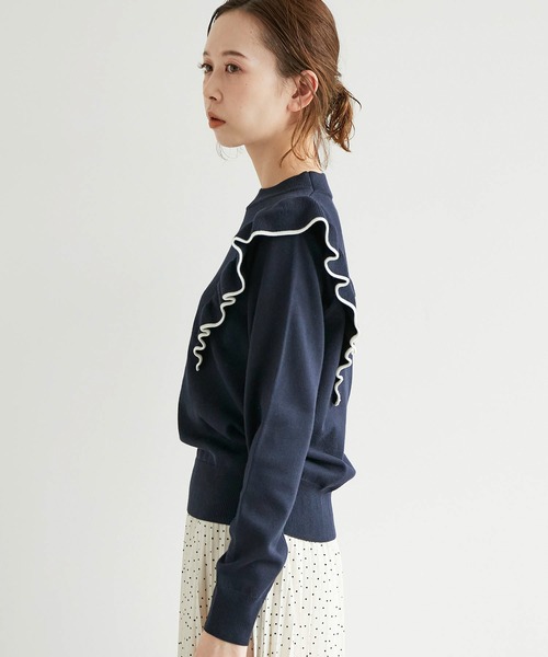 ROPE' PICNIC（ロペピクニック）の「肩フリルニットプルオーバー（ニット/セーター・レディース・ブラック/ベージュ/グレー系その他/オフホワイト/ピンク系その他2/ネイビー・38）」の9枚目の写真