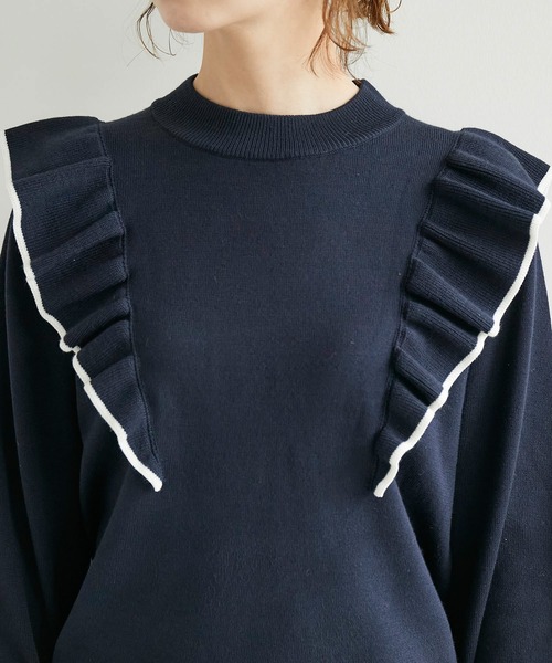 ROPE' PICNIC（ロペピクニック）の「肩フリルニットプルオーバー（ニット/セーター・レディース・ブラック/ベージュ/グレー系その他/オフホワイト/ピンク系その他2/ネイビー・38）」の11枚目の写真