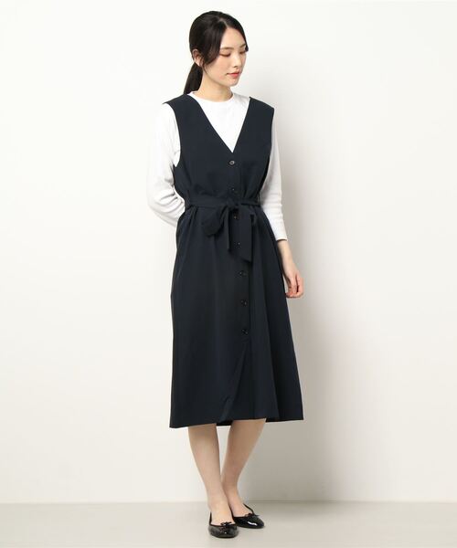 Te chichi TERRASSE（テチチテラス）の「ロングジレワンピース（ワンピース・レディース・ブラウン/ベージュ/ネイビー・ﾌﾘ-）」の3枚目の写真