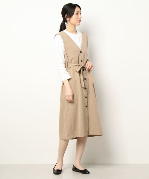 Te chichi TERRASSE（テチチテラス）の「ロングジレワンピース（ワンピース・レディース・ブラウン/ベージュ/ネイビー・ﾌﾘ-）」の4枚目の写真