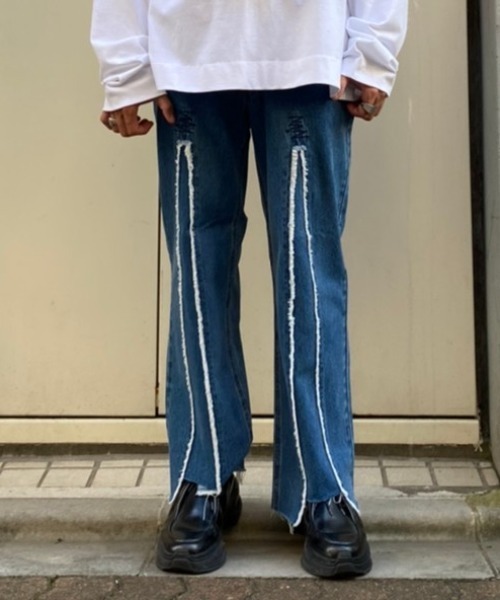DANKE SCHON（ダンケシェーン）の「DankeSchon/ダンケシェーン/リメイクデニム/RemakeDenim frontboots（デニムパンツ・メンズ・ブラック/ブルー・MEDIUM/LARGE）」の2枚目の写真